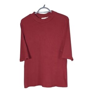 Maeve by Anthroplogie‎ Mock Neck Elbow Sleeve Ribbed Casual Top Size XL